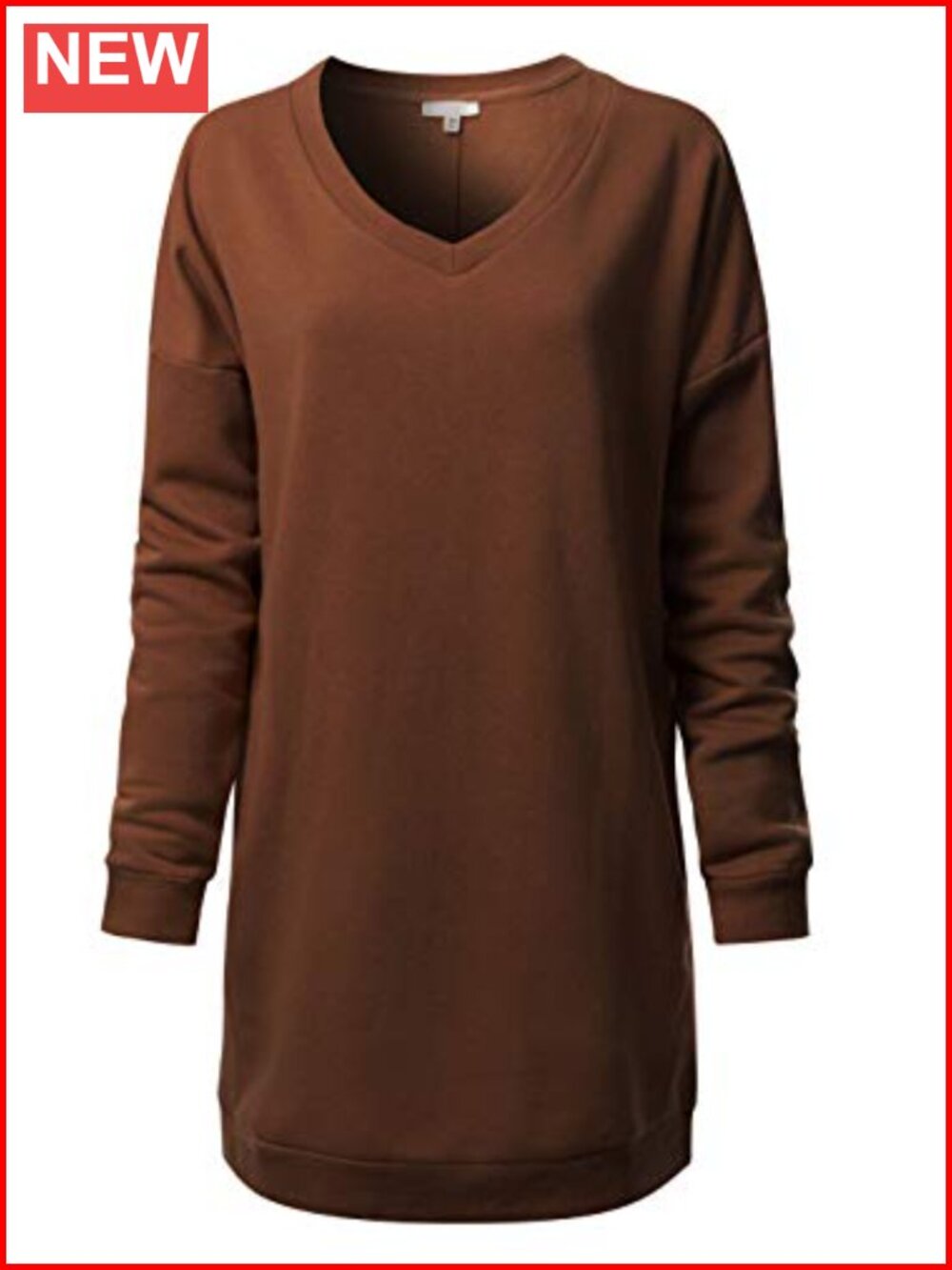 Women's Oversized Fleece V-Neck Tunic Sweatshirt with Pockets